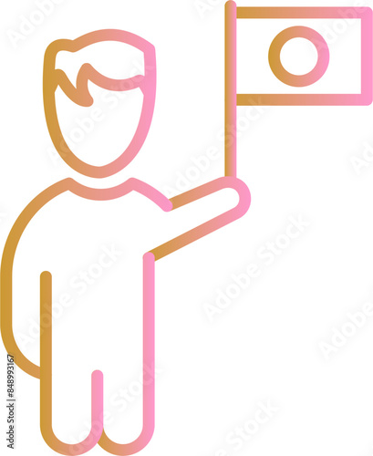 Raising Flag Vector Icon
