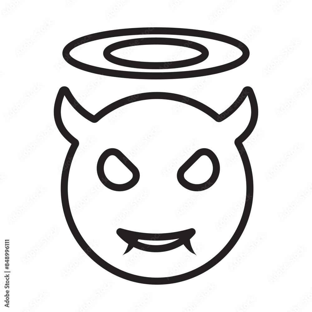 Devil Emoji, Evil emoji line vector Icon, alien, silhouette. Evil and Devil icon, silhouette, vector. Zombie, Halloween head. Vector illustration. Devil Emoji, Evil emoji line vector Icon, alien, silhouette. Evil and Devil icon, silhouette, vector. Zombie, Halloween head. Vector illustration.