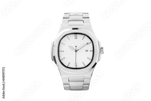 Luxury watch isolated on white background. With clipping path for artwork or design. Black and white.