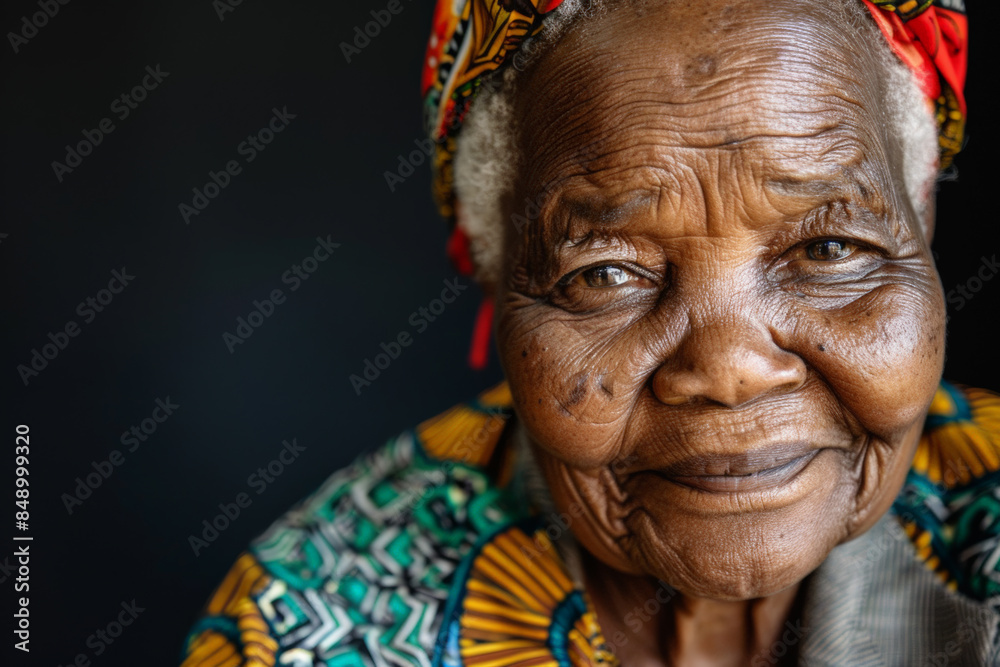 Close-up portrait of elderly African woman, studio photo Close-up portrait of elderly African woman, studio photo