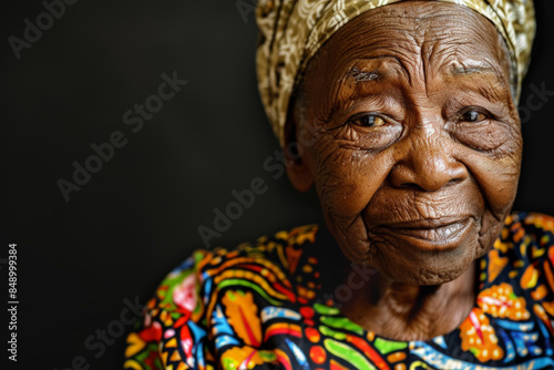 Close-up portrait of elderly African woman, studio photo © La Neve