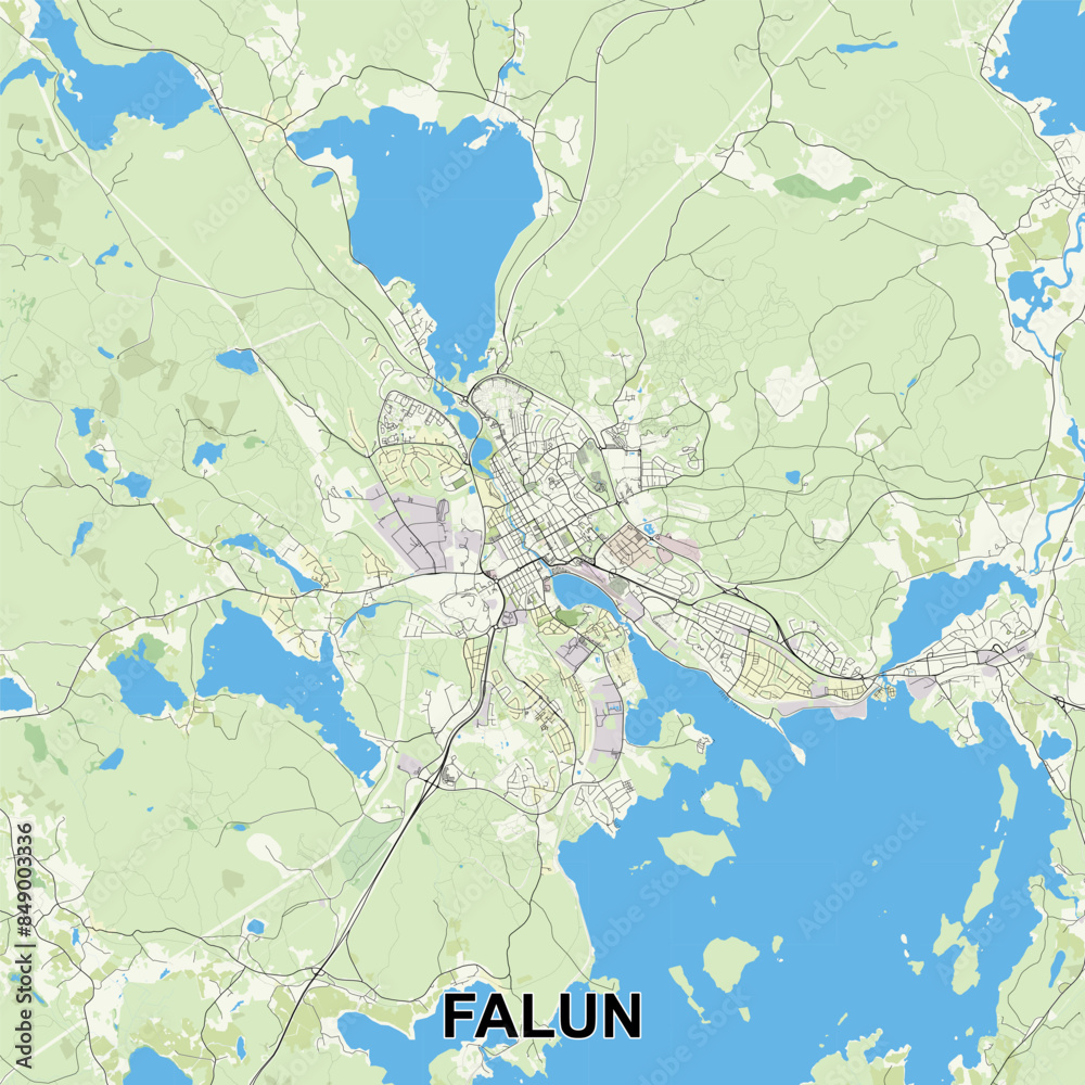 Obraz premium Falun, Sweden map poster art