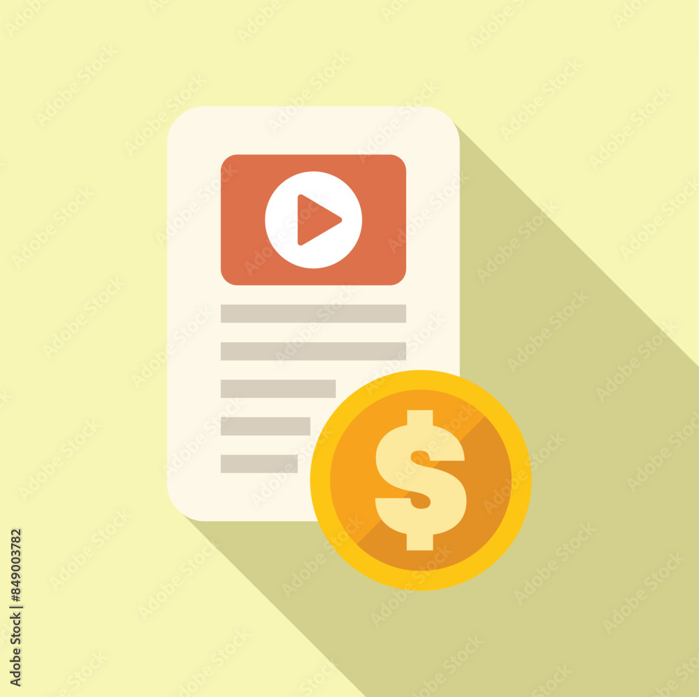 Online video monetization is represented by a video player and a dollar coin, symbolizing earning potential Online video monetization is represented by a video player and a dollar coin, symbolizing earning potential