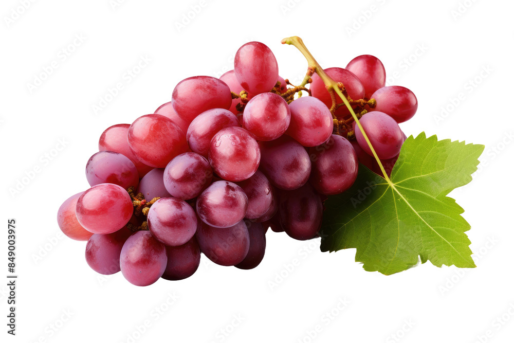Fototapeta premium Symphony of Nature: Grapes Dance With a Touch of Green on a Clear PNG or White Background.