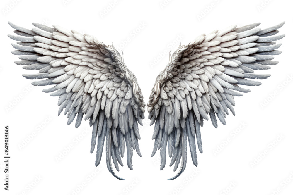 Obraz premium Ethereal Wings Dancing in the Light on a Clear PNG or White Background.