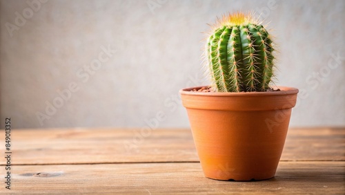A cactus planted in a small terracotta pot , succulent, desert plant, potted plant, thorns, prickly