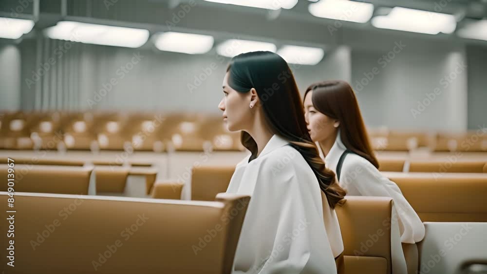 Two Women Sitting in Auditorium Generative AI Two Women Sitting in Auditorium Generative AI