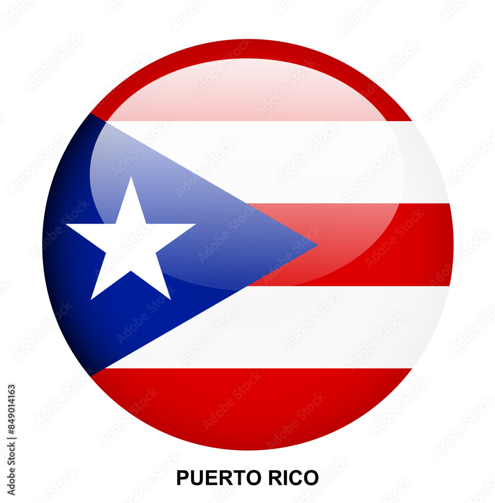 PUERTO RICO flag button on white background PUERTO RICO flag button on white background