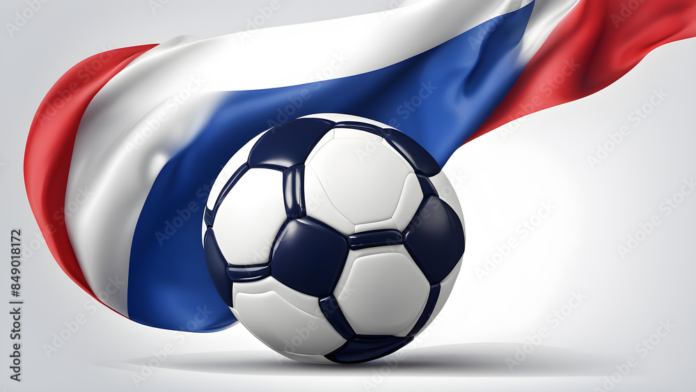 The symbolic power of success and victory. soccer ball on French flag background. Generative Ai The symbolic power of success and victory. soccer ball on French flag background. Generative Ai