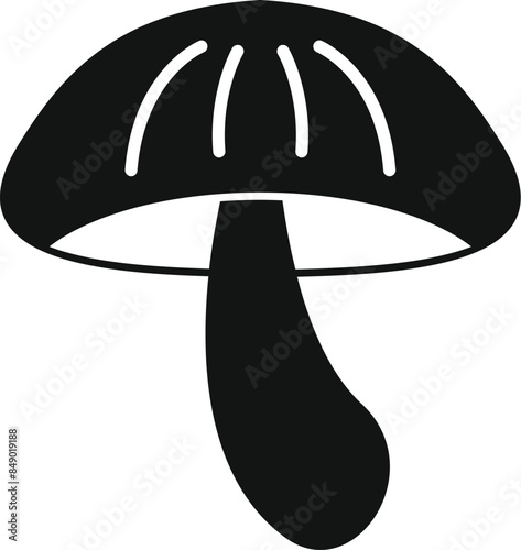 Black mushroom icon in simple style isolated on white background for any web design