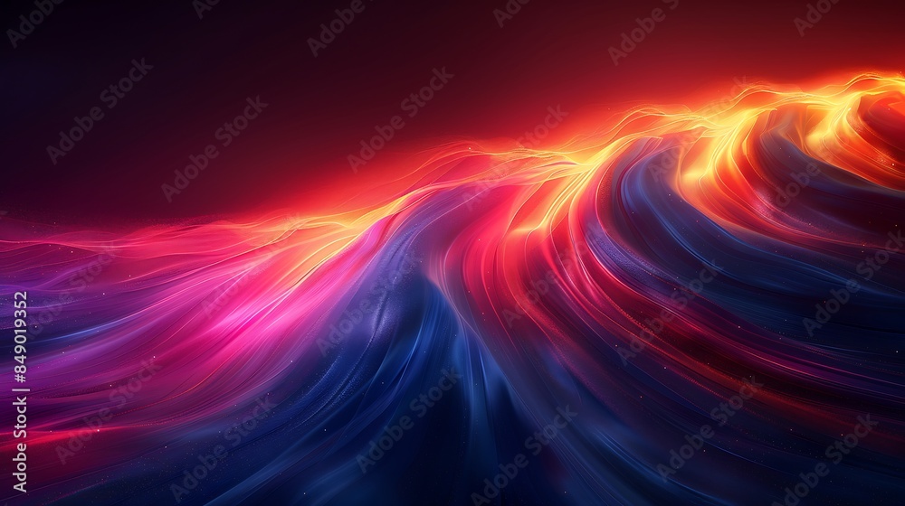 Obraz premium Layered ellipses creating a dynamic motion effect, vibrant neon colors, dark background, hd quality, digital art, high contrast, geometric precision, modern design, artistic composition, dynamic
