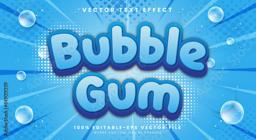 Bubble Gum 3d editable text effect Template with modern and simple style