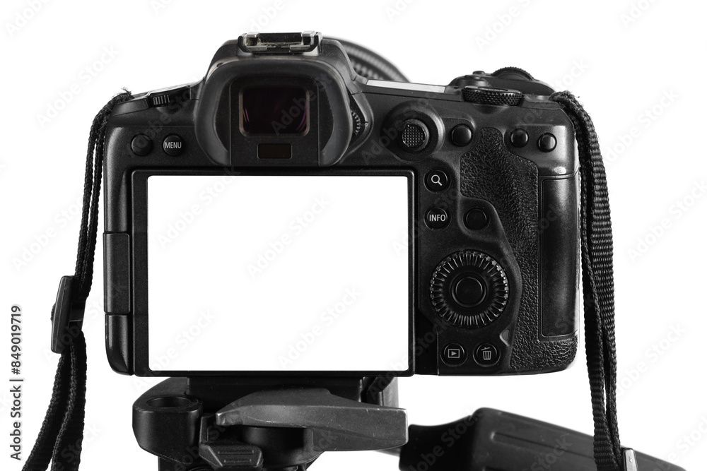Professional camera isolated on white. Photo studio equipment