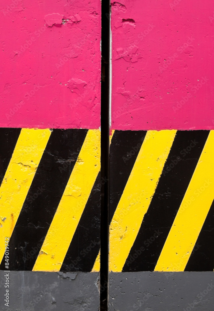 Fototapeta premium Concrete columns with safety stripes.