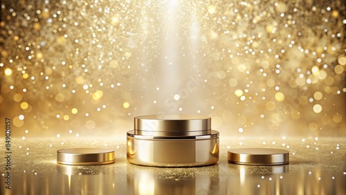 Luxurious Cosmetic Jar with Golden Glitter