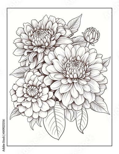 Flower Coloring Page Design photo