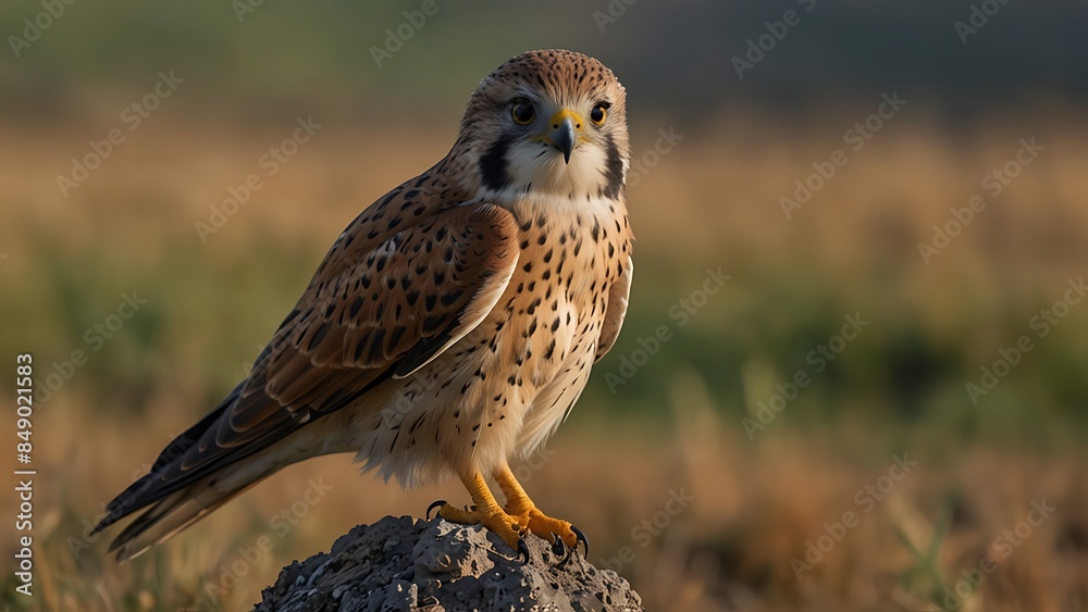 Wings Over Fields: Kestrel Bird in Agricultural Landscape
