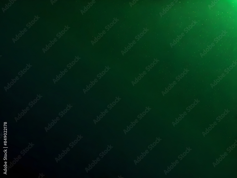 Fototapeta premium Dark green glowing grainy gradient background, noise texture effect, copy space, background with particles