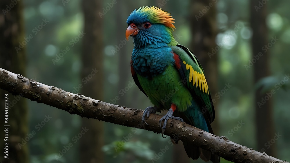 Obraz premium A red and black parrot in the jungle