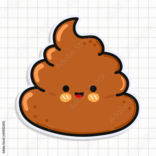 Cute funny Turd sticker. Vector hand drawn cartoon kawaii character illustration icon. Isolated on background. Turd character concept