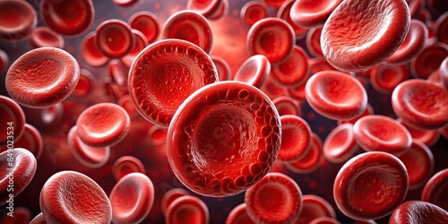 Close-up image of red blood cells under a microscope , hemoglobin, oxygen, circulation, health, biology, medical, science