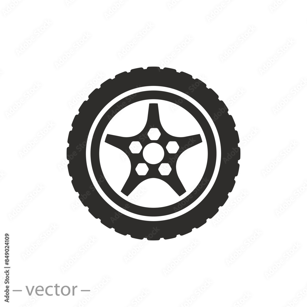 disk light alloy and rubber treads wheel icon, car tyre, flat symbol on white background - vector illustration eps10 disk light alloy and rubber treads wheel icon, car tyre, flat symbol on white background - vector illustration eps10