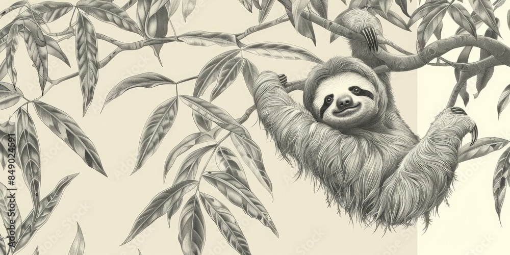 custom made wallpaper toronto digitalSmiling Sloth in Rainforest