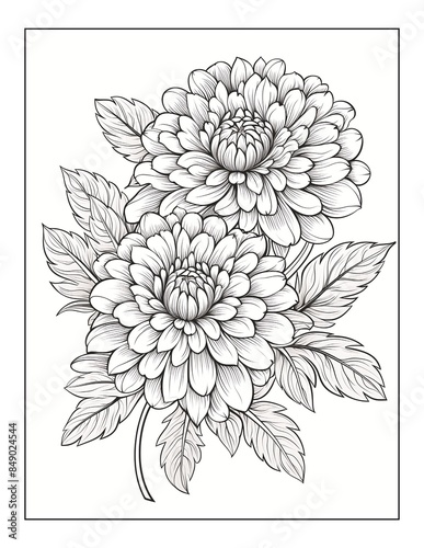 Flower Coloring Page Design photo