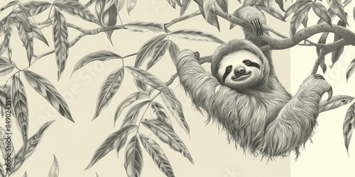 Wallpaper Mural Smiling Sloth in Rainforest Torontodigital.ca