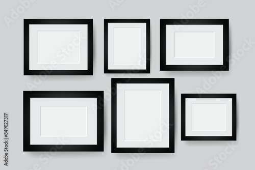 blank photo frame on gray background.vector illustration