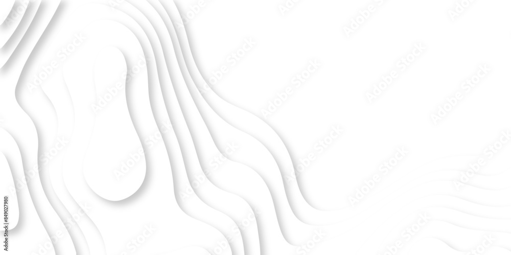 Luxury abstract lines Modern white carve wave line abstract luxury 3d papercut background. vector minimal topography map light element shadow landscape wave element curve graphic papercut design.
