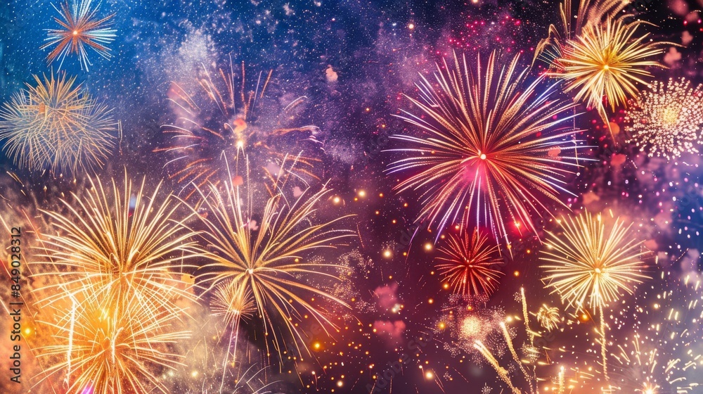 Fototapeta premium Abstract holiday concept colorful fireworks background
