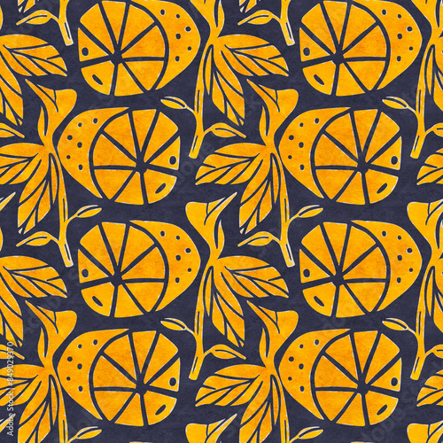 Retro seamless pattern with stylized lemons.