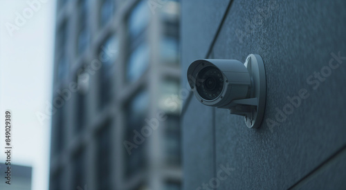 close up of a CCTV camera in the corner of building © Kritchanok