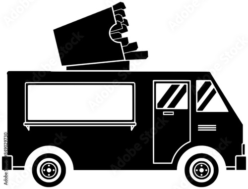 street illustration food silhouette truck logo business icon van outline service eat delivery restaurant fast snack festival car summer shape transport vehicle shop for vector graphic background