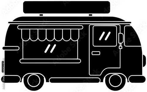 street illustration food silhouette truck logo business icon van outline service eat delivery restaurant fast snack festival car summer shape transport vehicle shop for vector graphic background