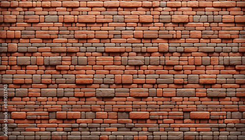 Seamless Horizontal Red-Brown Brick Wall Texture