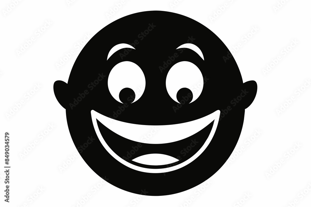 Fototapeta premium Smiling Face Icon Black Silhouette Vector,happy, illustration, vector, symbol, emotion, expression, smiling, yellow, sign, funny, comic, 