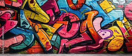 Wallpaper Mural Vibrant graffiti letters and characters on a large wall, highresolution details and bold colors, perfect for modern designs Torontodigital.ca