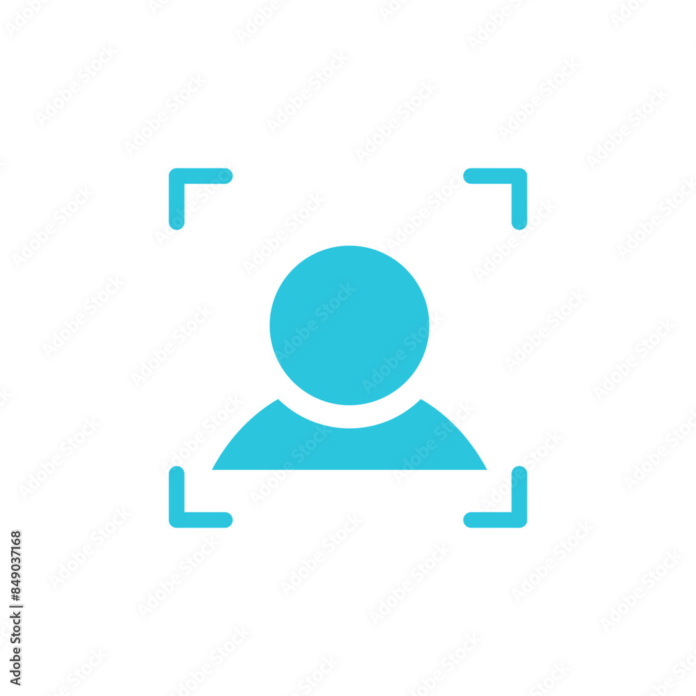 Face recognition icon, person, isolated on white background, from blue icon set Face recognition icon, person, isolated on white background, from blue icon set