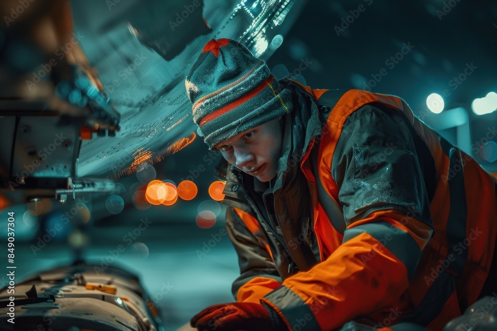 Airport Ground Crew Member Loading Luggage in Reflective Gear
Airport Ground Crew Member Loading Luggage in Reflective Gear