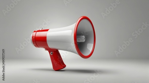 Isolated on a white background, a megaphone announces a discount for a limited-time marketing promotion. photo