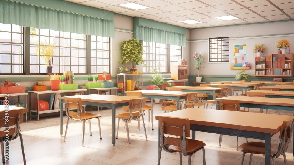 A Blurry image of elementary school classroom A Blurry image of elementary school classroom