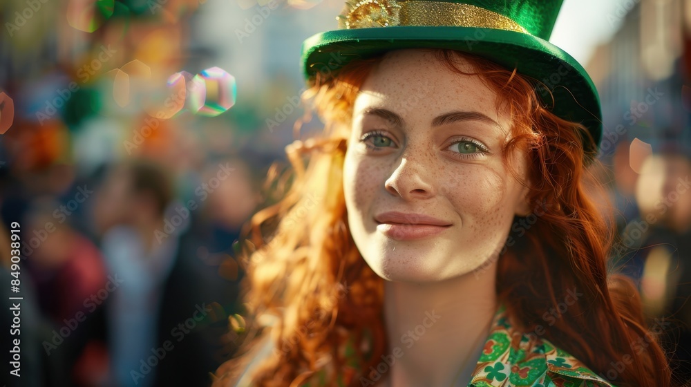 Vibrant Red-Haired Woman in Dublin Wearing Saint Patrick's Day Attire
Vibrant Red-Haired Woman in Dublin Wearing Saint Patrick's Day Attire