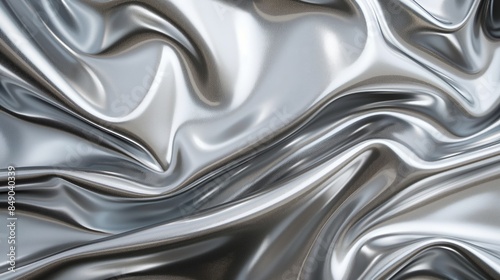 abstract silver cloth with wrinkle background, shiny metallic like surface, 