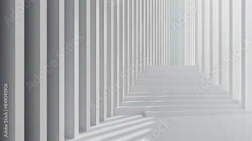 White geometric lines on a light grey background, minimalist and structured, conveying a sense of balance and harmony.