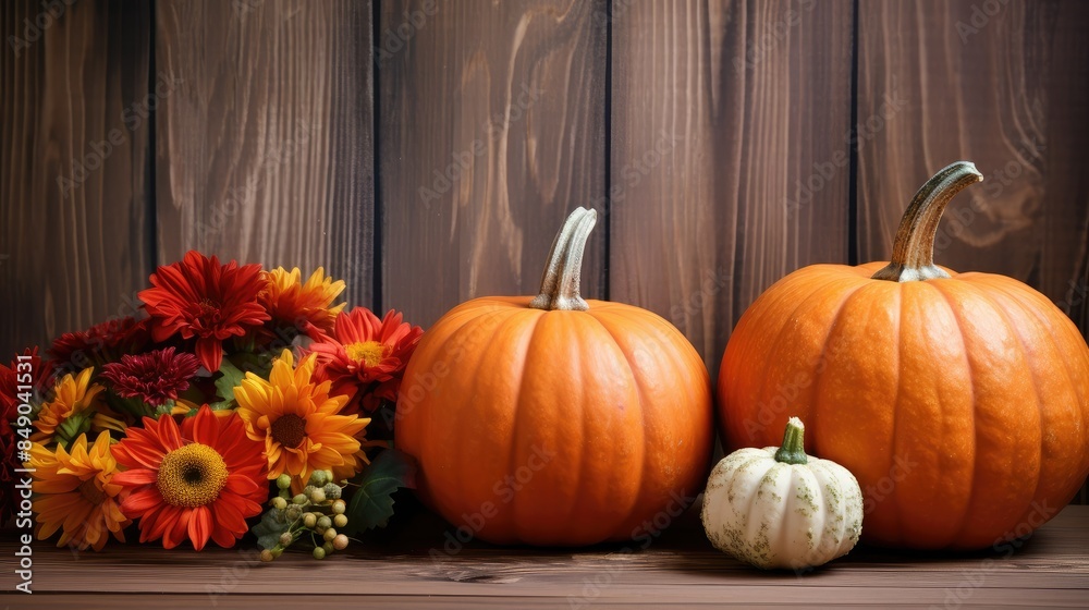 autumn pumpkins and fall decor on a rustic wood background with copy space autumn pumpkins and fall decor on a rustic wood background with copy space
