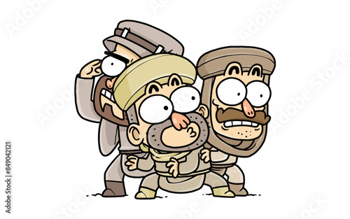 Three Terrified Arabian Men Character RG
