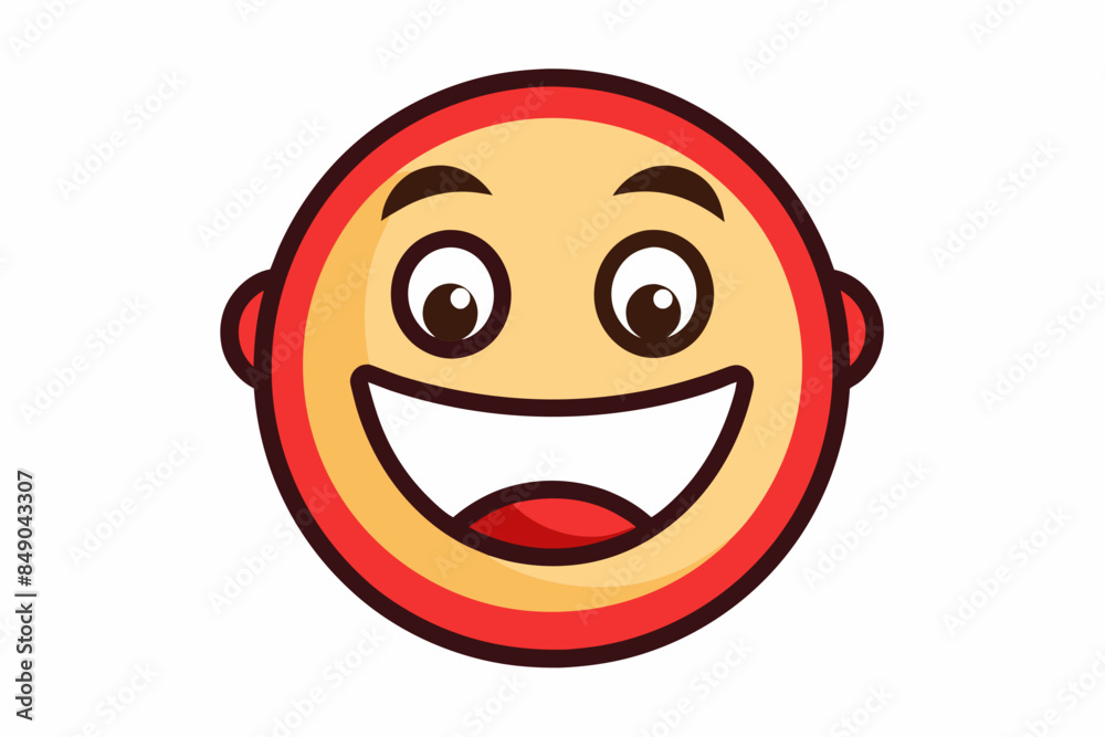Fototapeta premium Smiling Face Icon Vector on White Background,smiling face, icon, vector, white background, emoticon, symbol, happy, joyful, expression, 