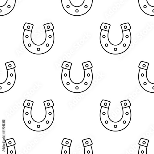 Seamless pattern with horseshoe on white background.